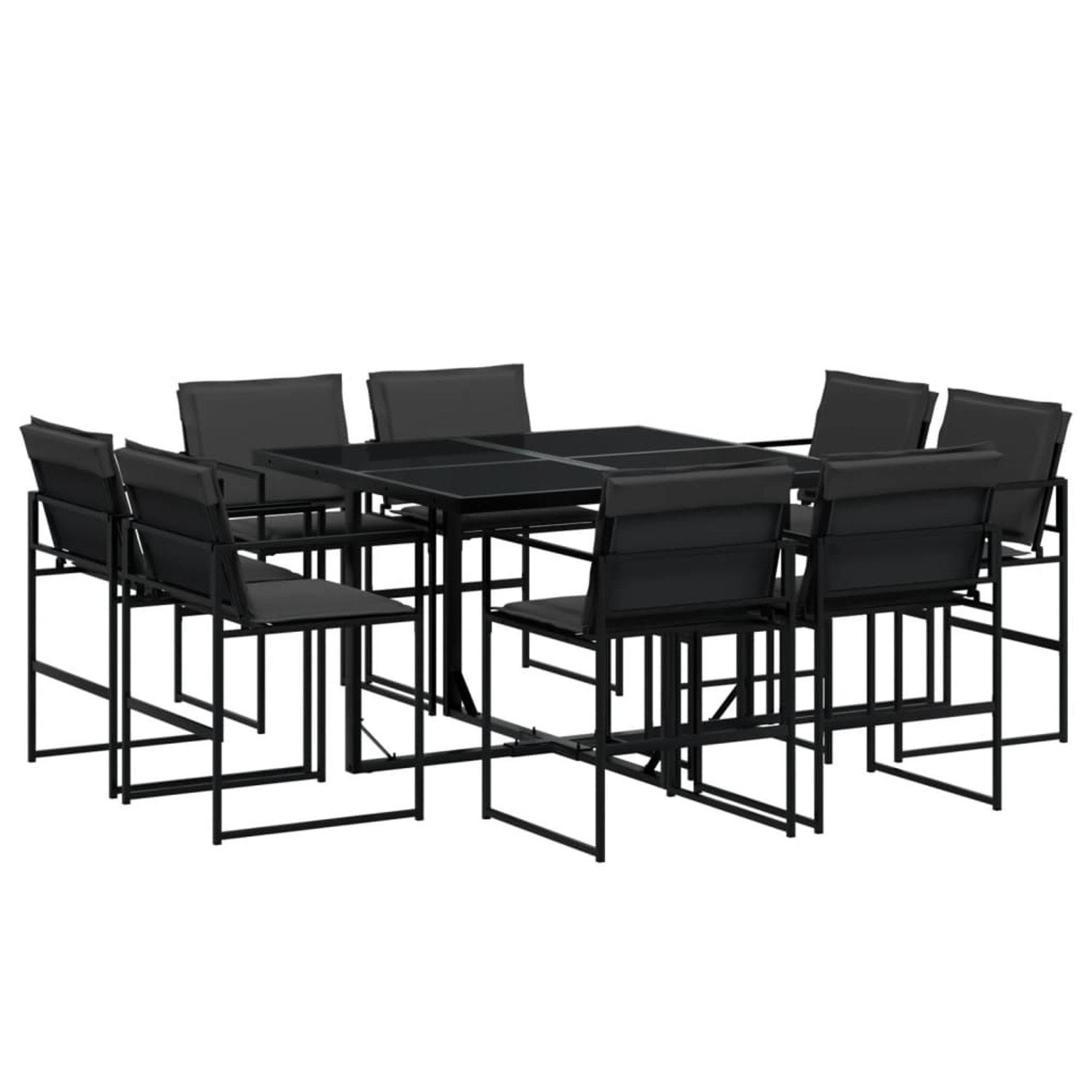 vidaXL 9-Tlg Garten-Essgruppe mit Kissen Schwarz Textilene 3295078 günstig online kaufen