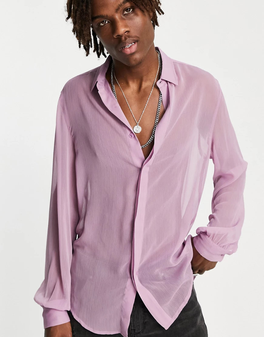 ASOS DESIGN – Transparentes Hemd in Rosa günstig online kaufen