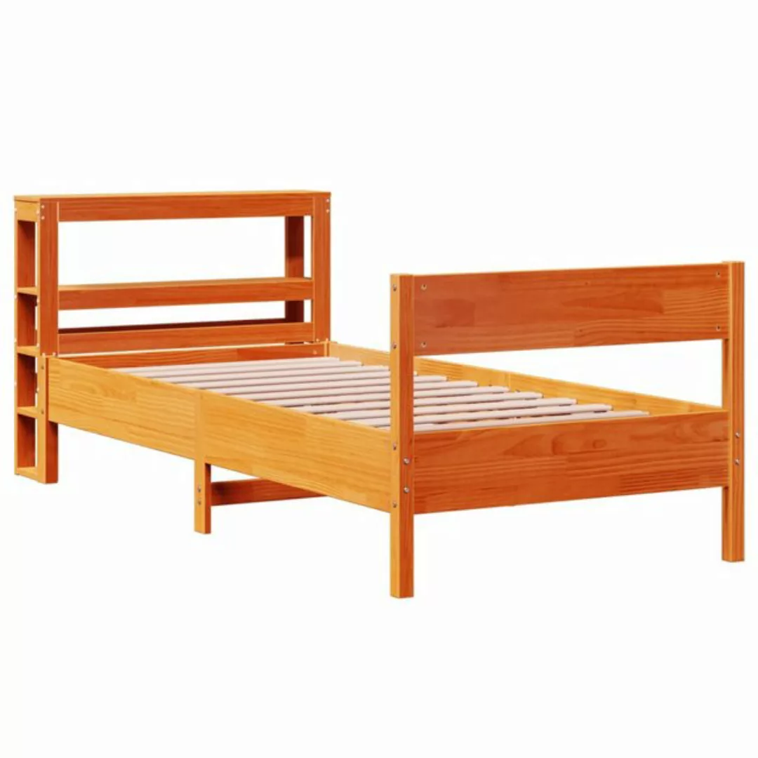 vidaXL Bett, Massivholzbett ohne Matratze Wachsbraun 75x190 cm Kiefernholz günstig online kaufen