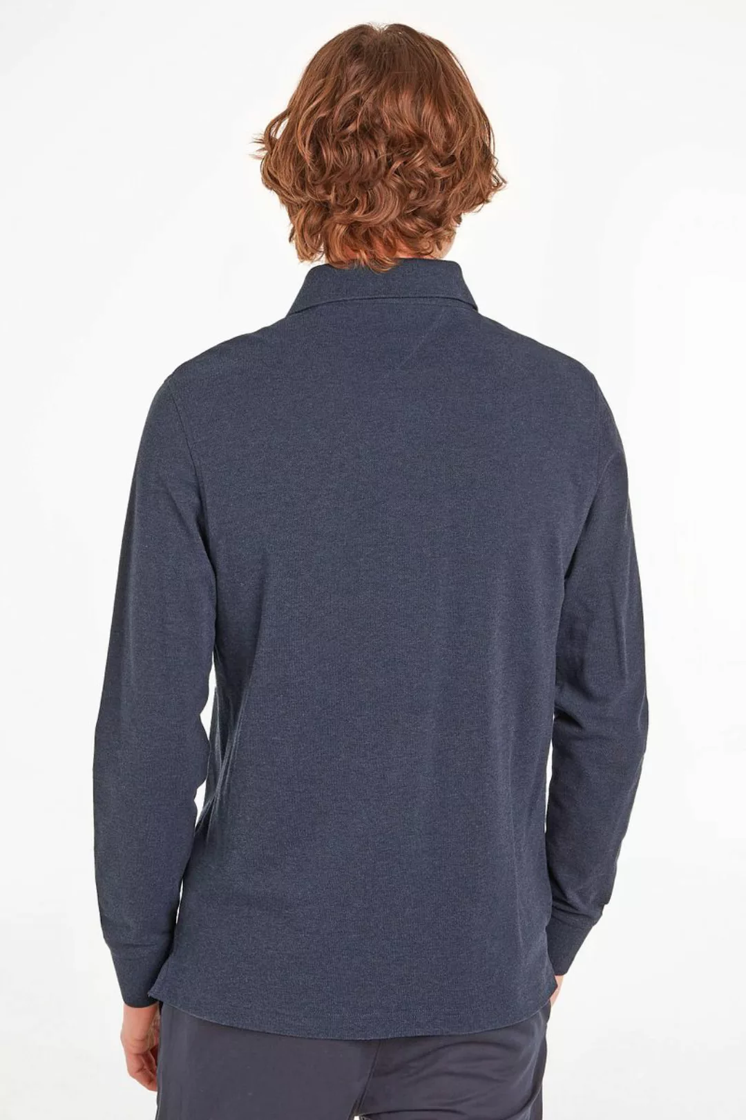 Tommy Hilfiger Longsleeve Polo Melange Dunkelblau - Größe XXL günstig online kaufen