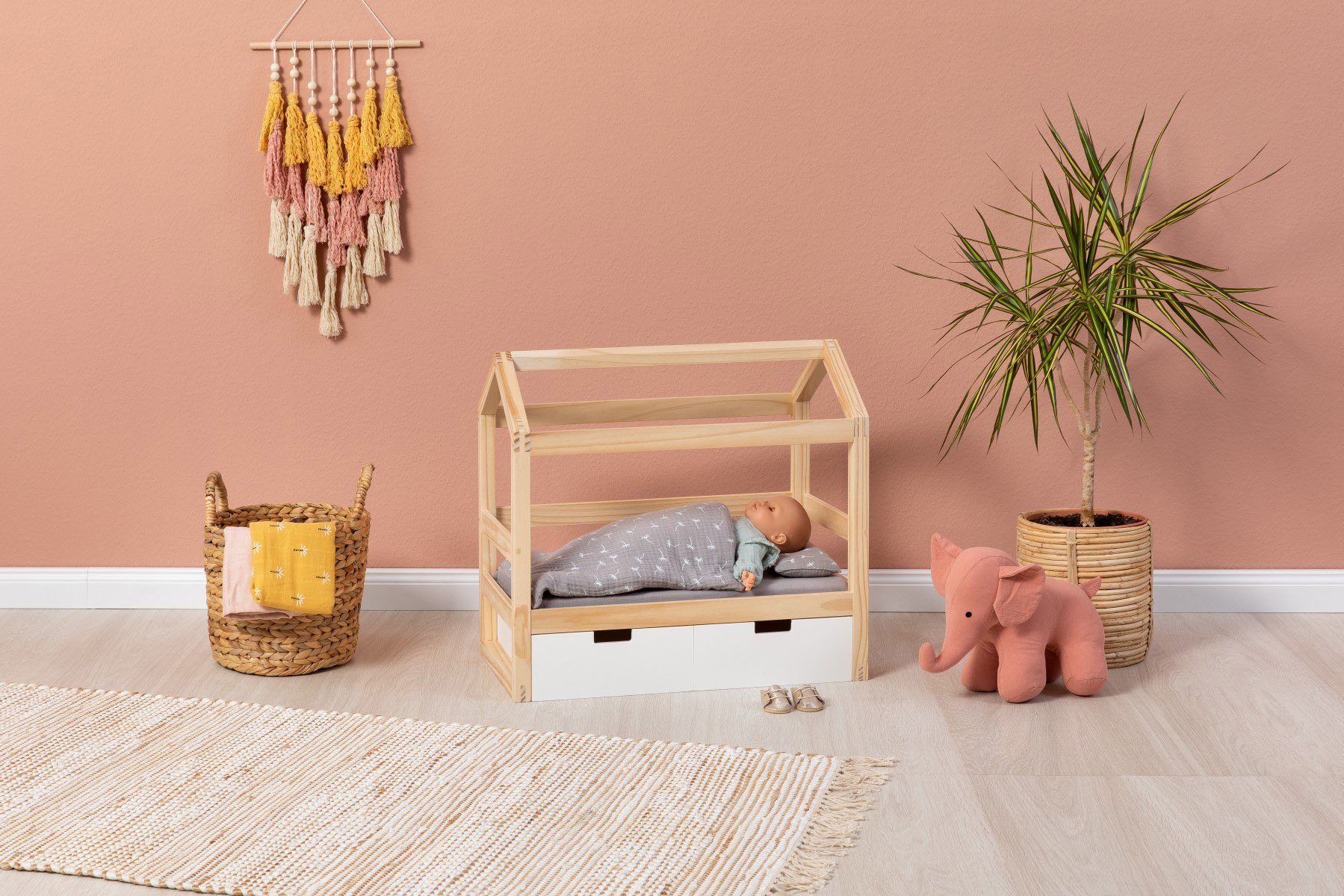 MUSTERKIND® Puppenbett Puppen-Hausbett Viola, natur/weiß, aus günstig online kaufen
