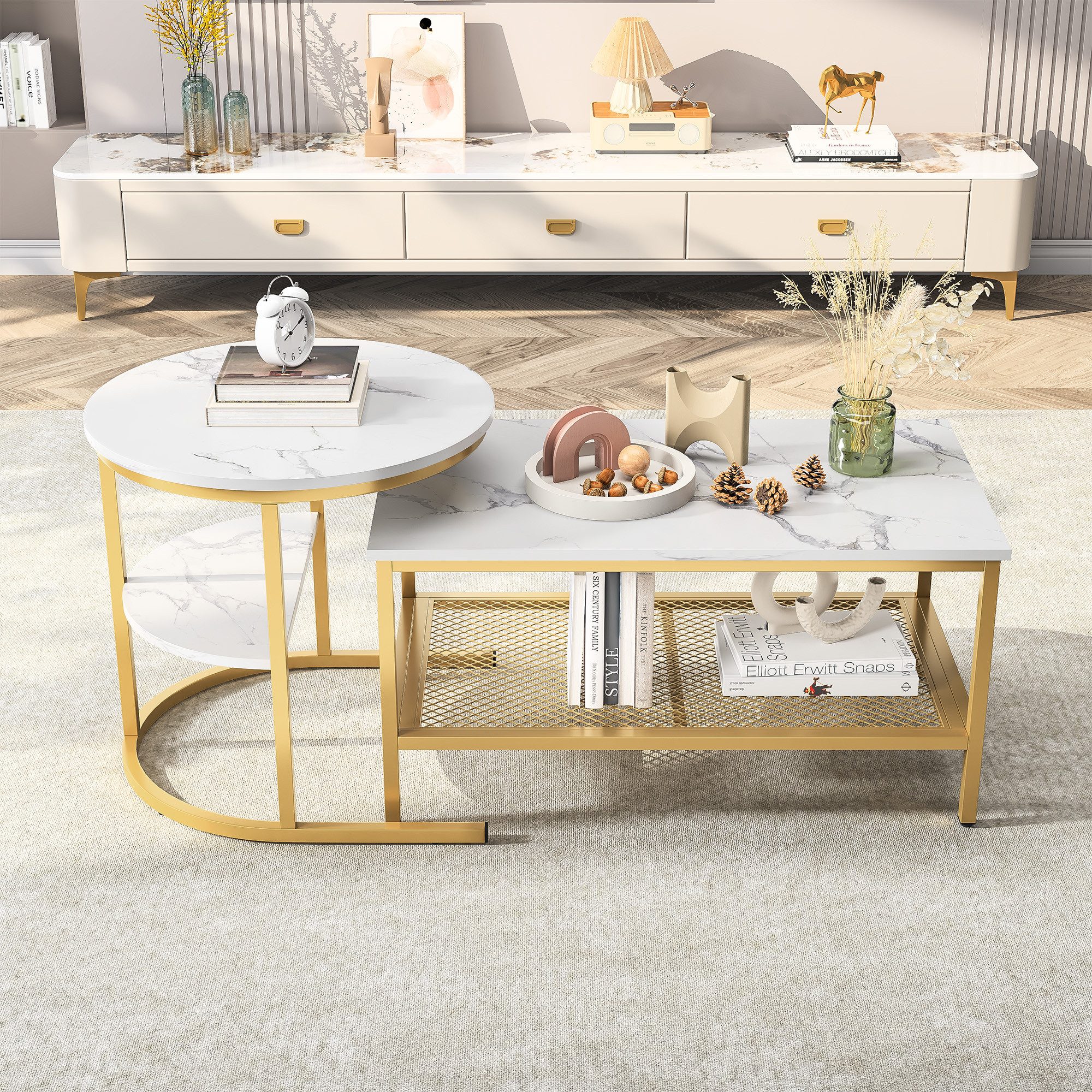 FUROKOY Couchtisch kaffeetisch wohnzimmer tisch 2er günstig online kaufen