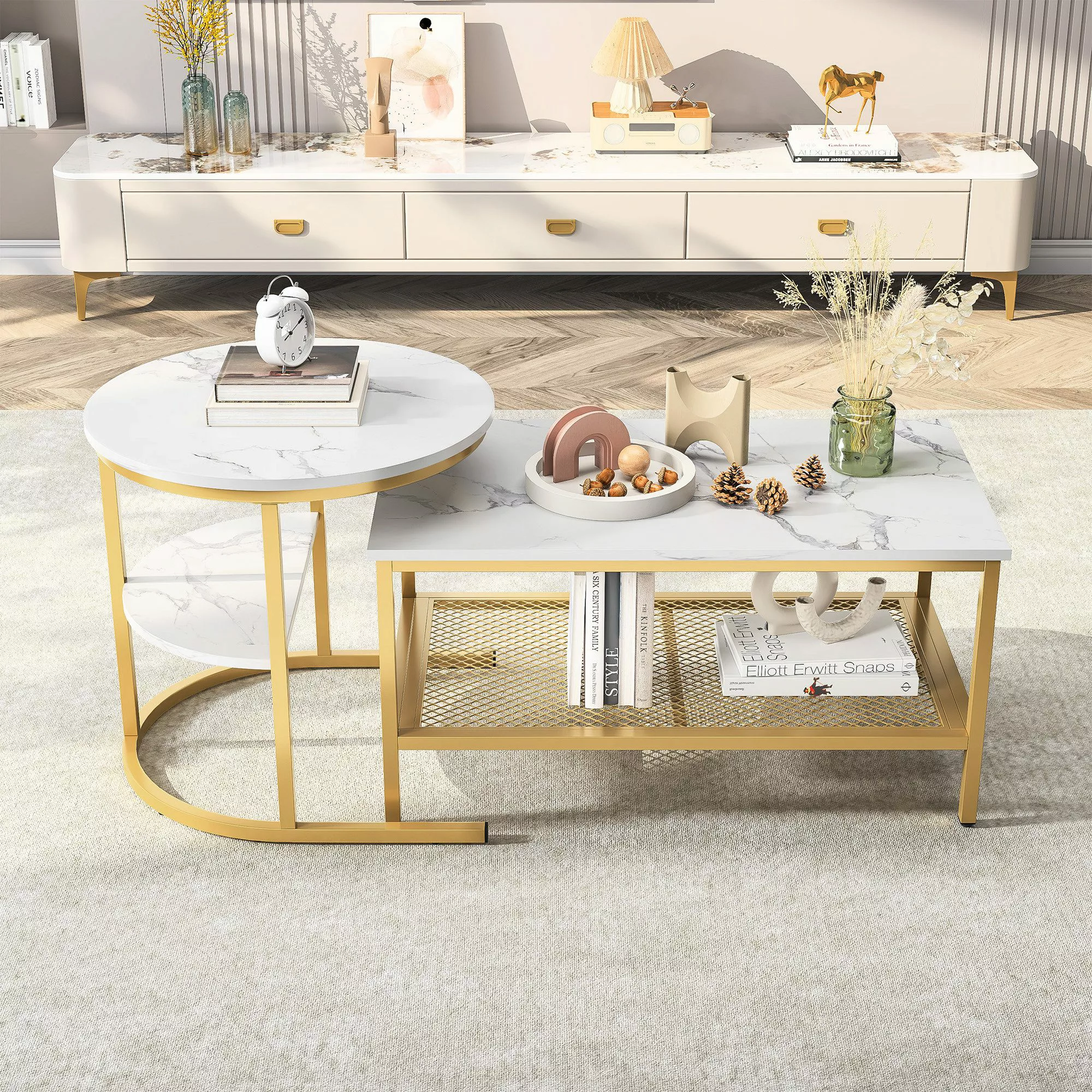 FUROKOY Couchtisch kaffeetisch wohnzimmer tisch 2er günstig online kaufen