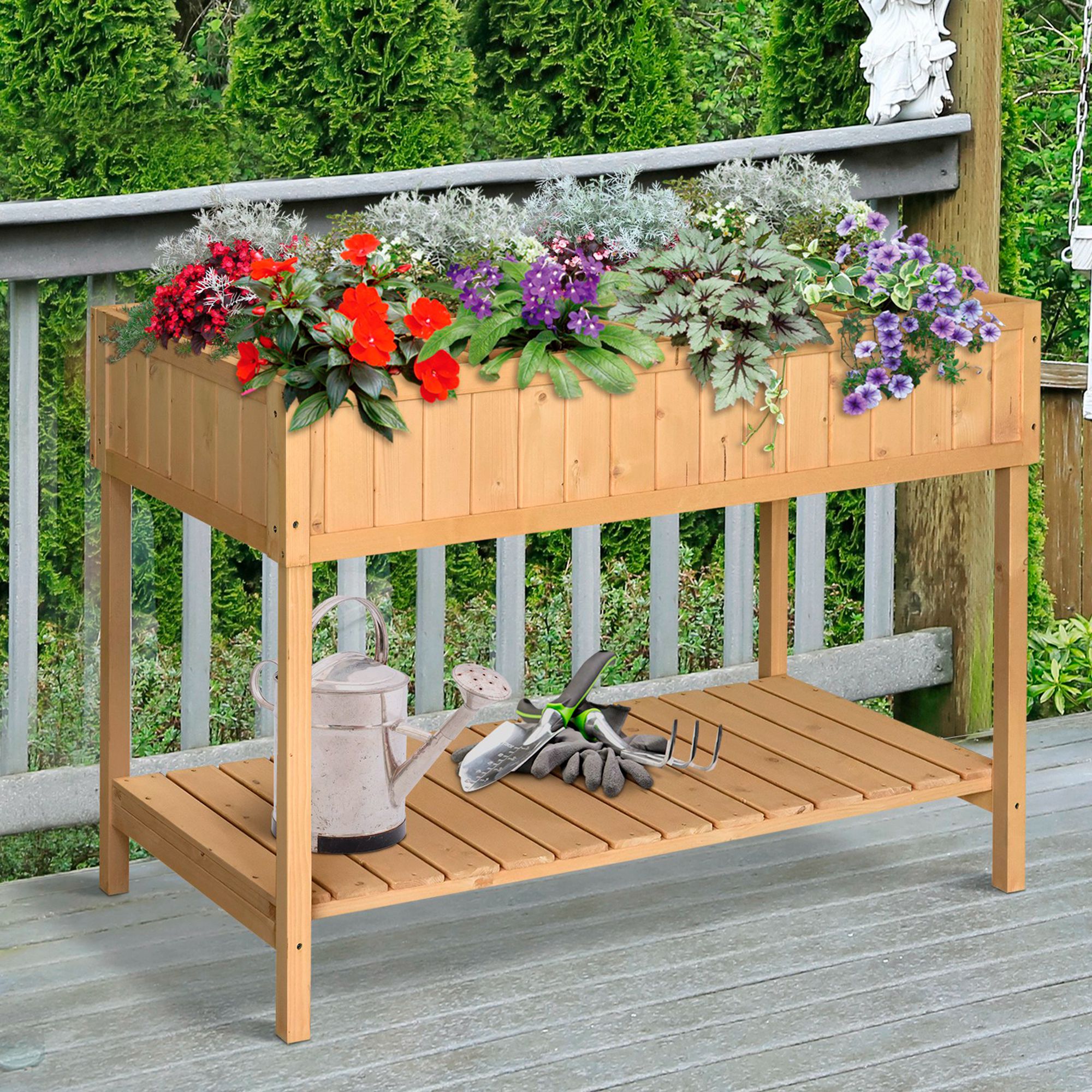 Outsunny Pflanztisch Hochbeet Pflanztisch Blumenkasten Anzuchttisch 8 Fäche günstig online kaufen
