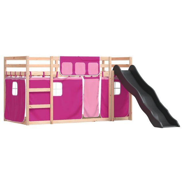 vidaXL Bett Etagenbett mit Rutsche und Gardinen Rosa 80x200 cm günstig online kaufen