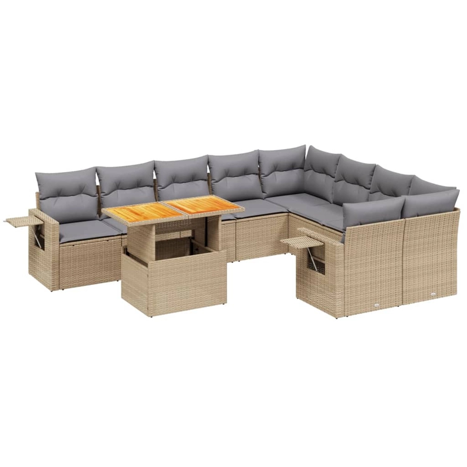 vidaXL 10-tlg Garten-Sofagarnitur mit Kissen Beige Poly Rattan Modell 246 günstig online kaufen