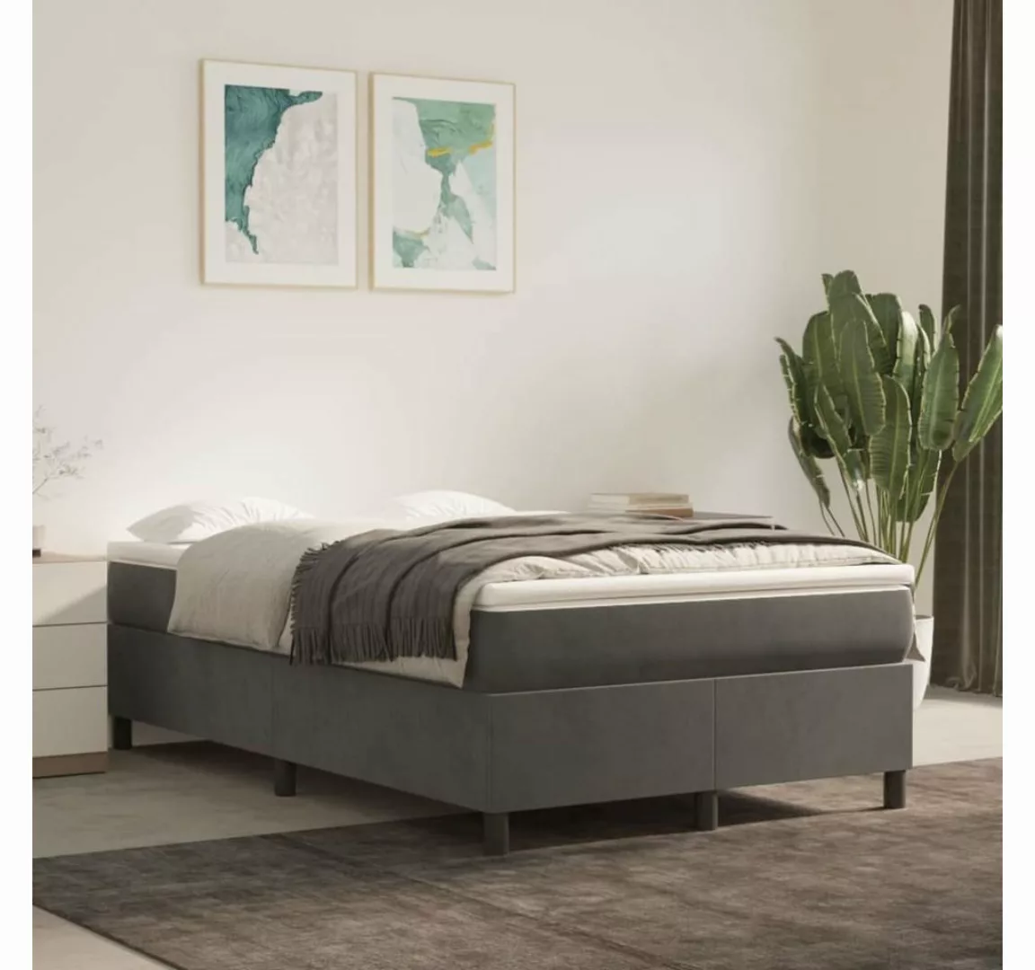 furnicato Bett Boxspringbett mit Matratze Dunkelgrau 120x200 cm Samt günstig online kaufen