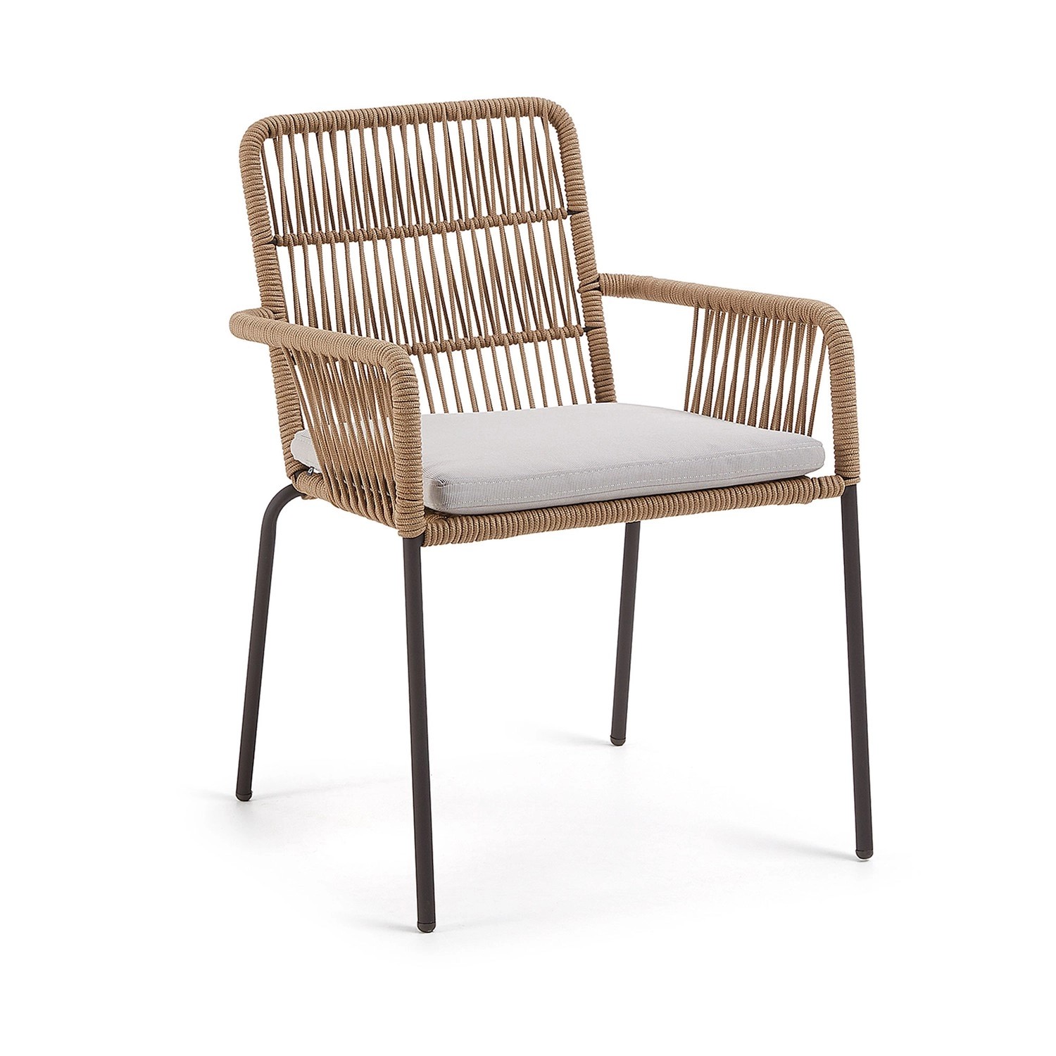 Natur24 4-er Set Stuhl Samanta 56 x 80 x 65 cm Seil Beige Stahl Schwarz günstig online kaufen