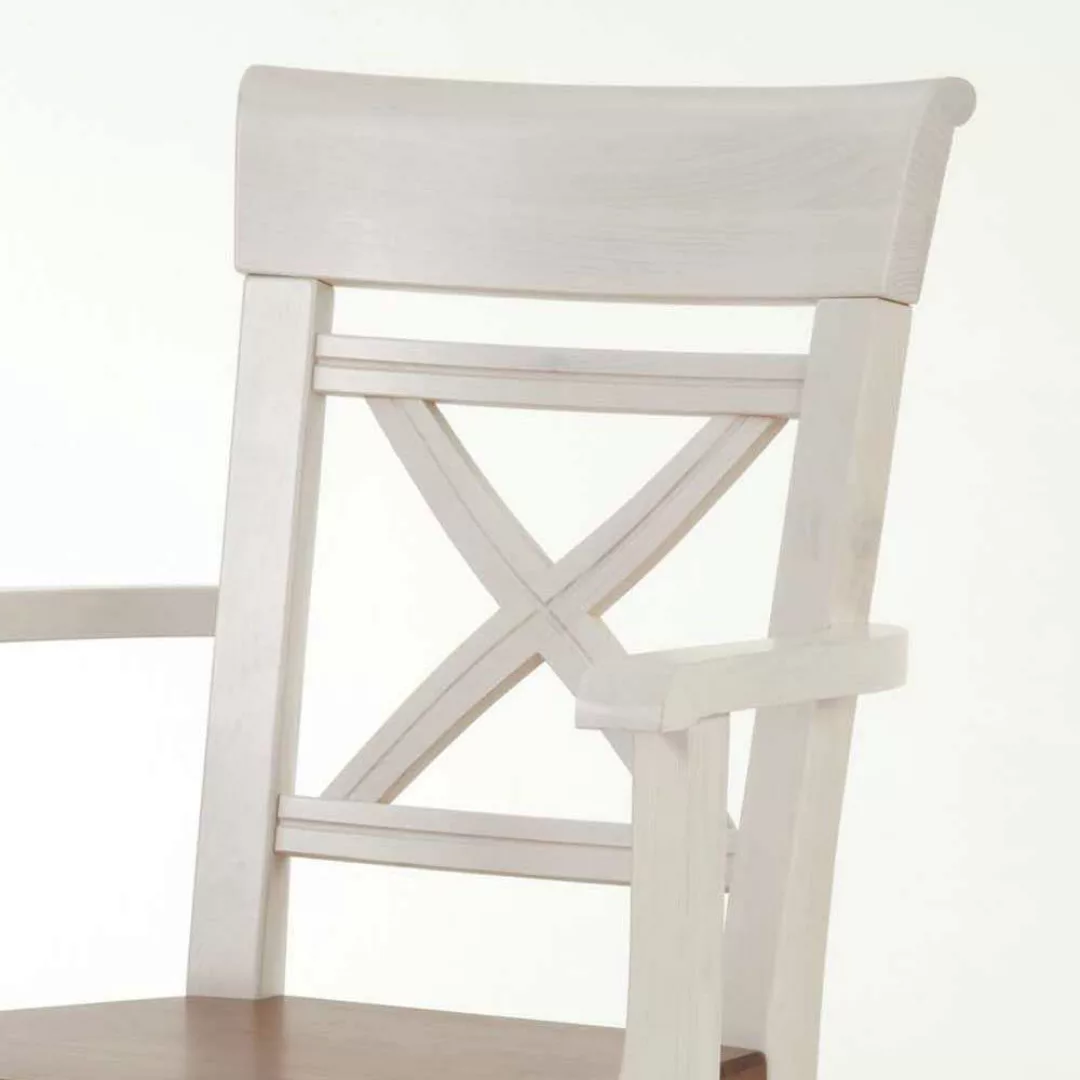 Esszimmerstuhl mit Armlehnen Kiefer Massivholz (2er Set) günstig online kaufen
