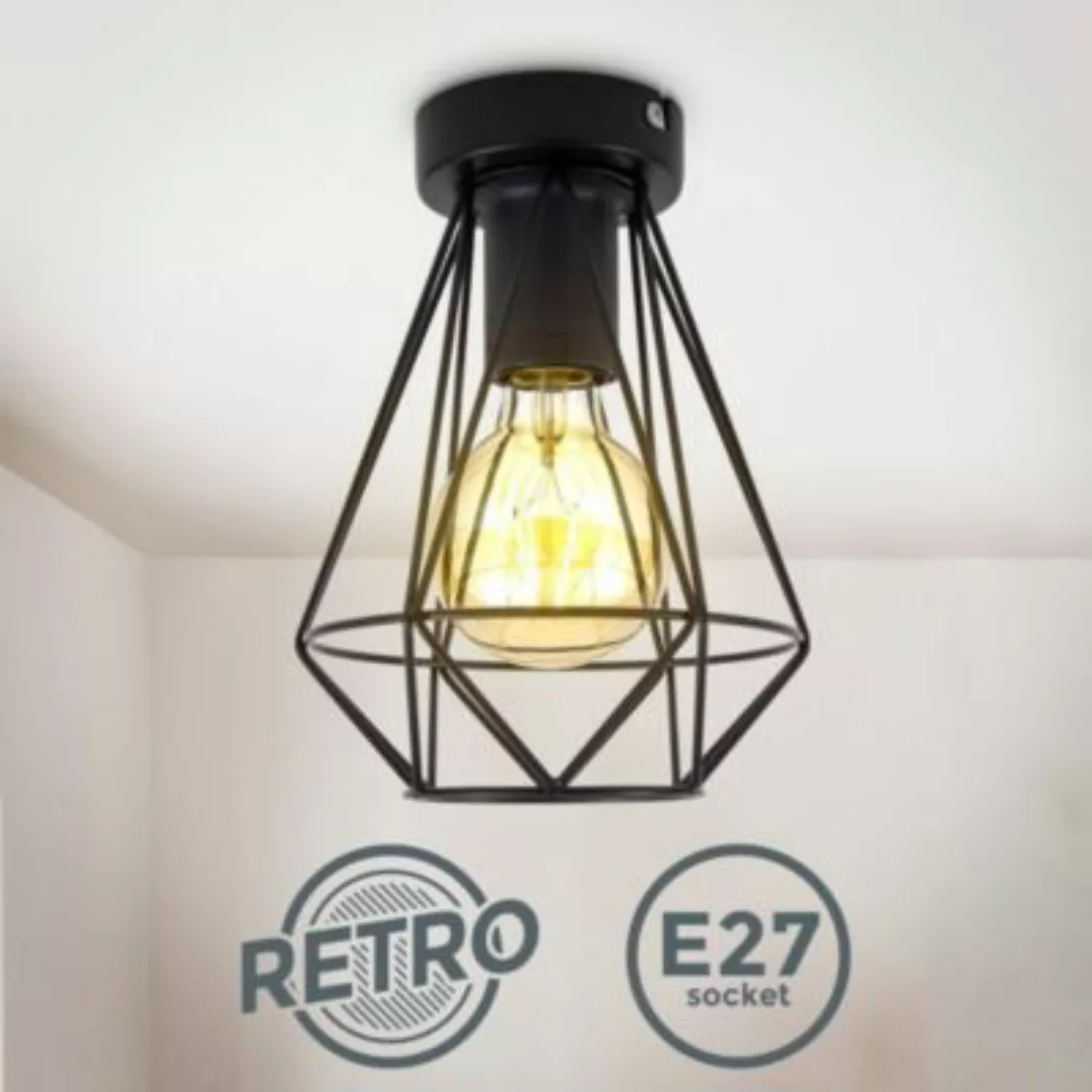 B.K.Licht Deckenlampe Retro schwarz Metall Draht Vintage Industrielampe Dec günstig online kaufen