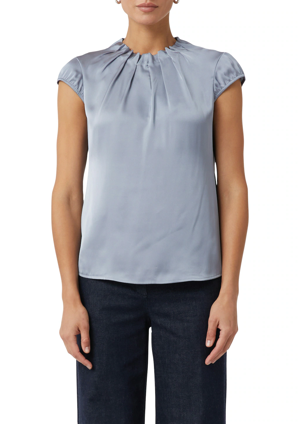 Comma Shirtbluse, Satin, mit gerafftem Stehkragen günstig online kaufen