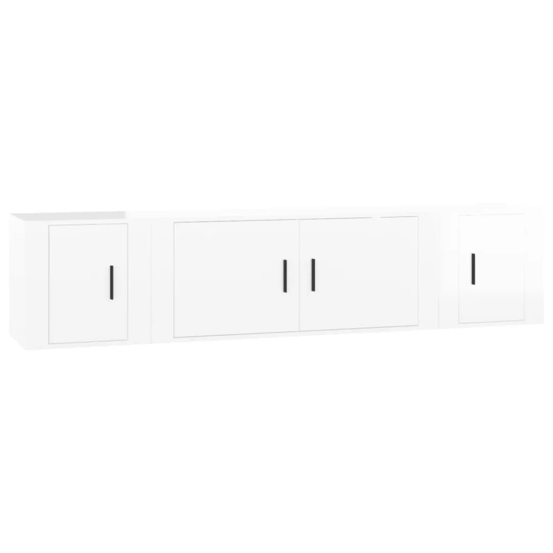 Vidaxl 3-tlg. Tv-schrank-set Hochglanz-weiß Holzwerkstoff günstig online kaufen