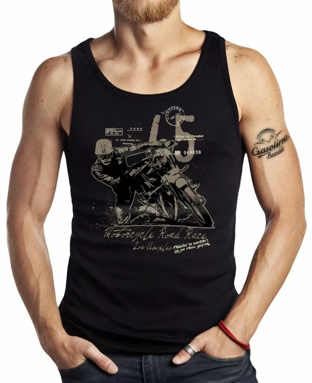 GASOLINE BANDIT® Tanktop für Hot-Rod Biker Racer Motorrad Fans: Road Race R günstig online kaufen