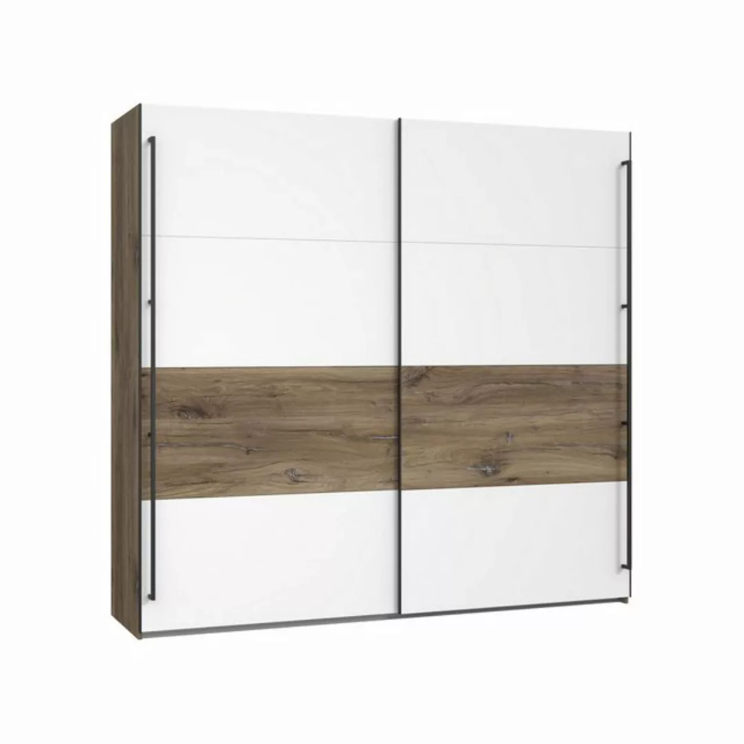 expendio Kleiderschrank Kara 4-4 Flaggstaff Oak / weiß 231x216x68 cm günstig online kaufen