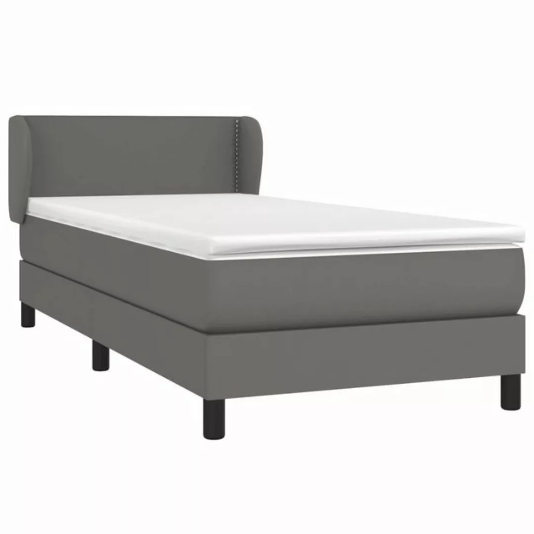 vidaXL Bett Boxspringbett mit Matratze Grau 80x200 cm Kunstleder günstig online kaufen