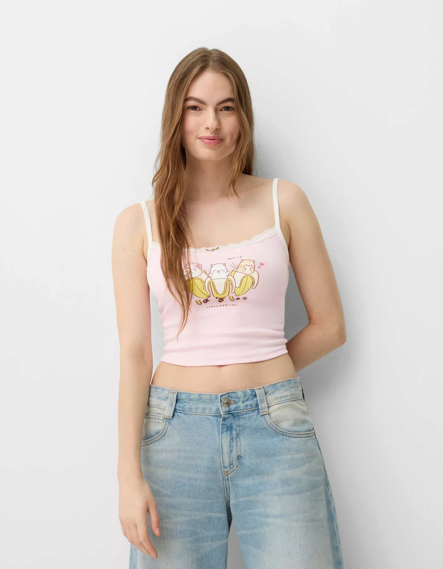 Bershka Top Bananya Mit Print Damen 10-12 Rosa günstig online kaufen