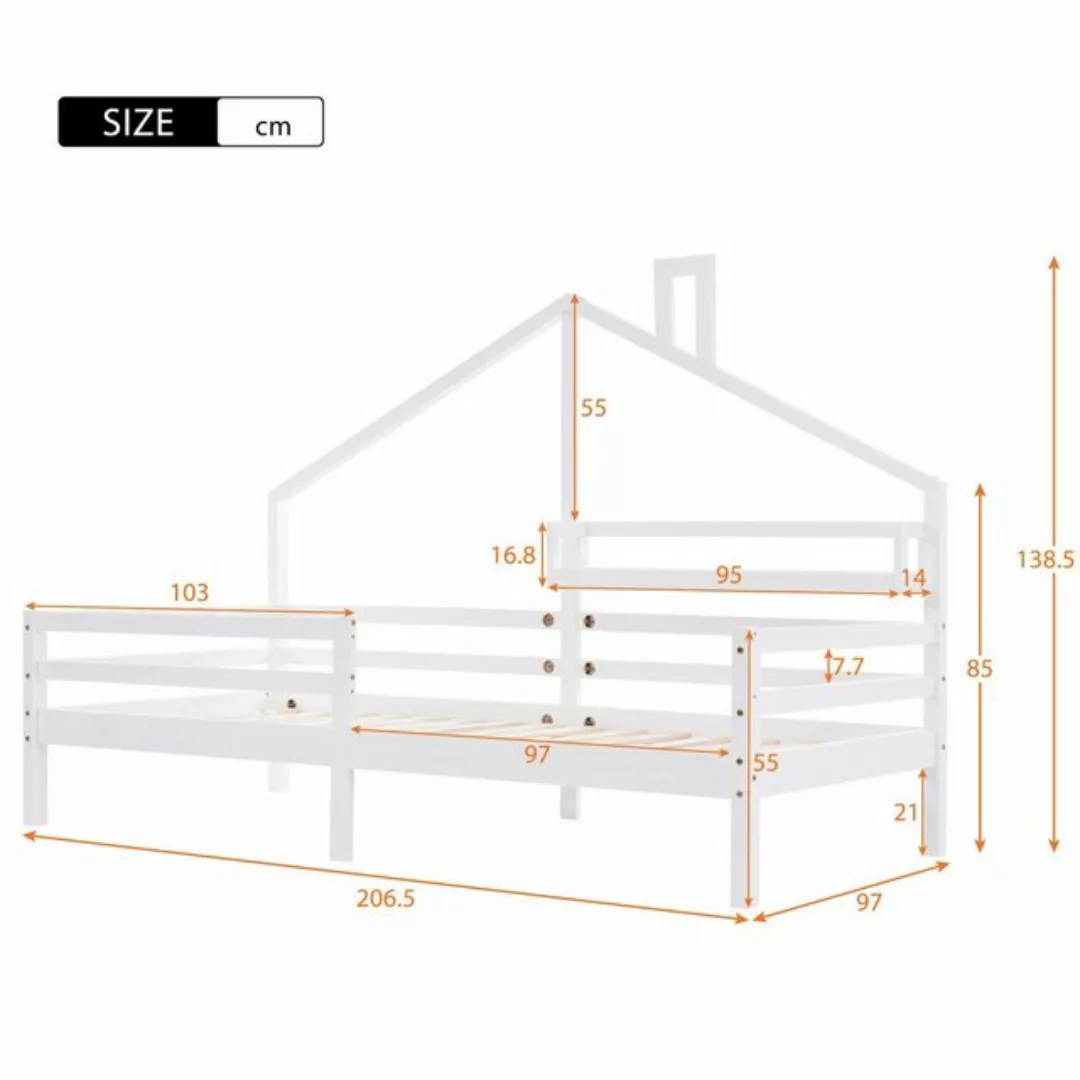 SOFTWEARY Kinderbett (Hausbett mit Lattenrost und Regal, 90x200 cm), Einzel günstig online kaufen