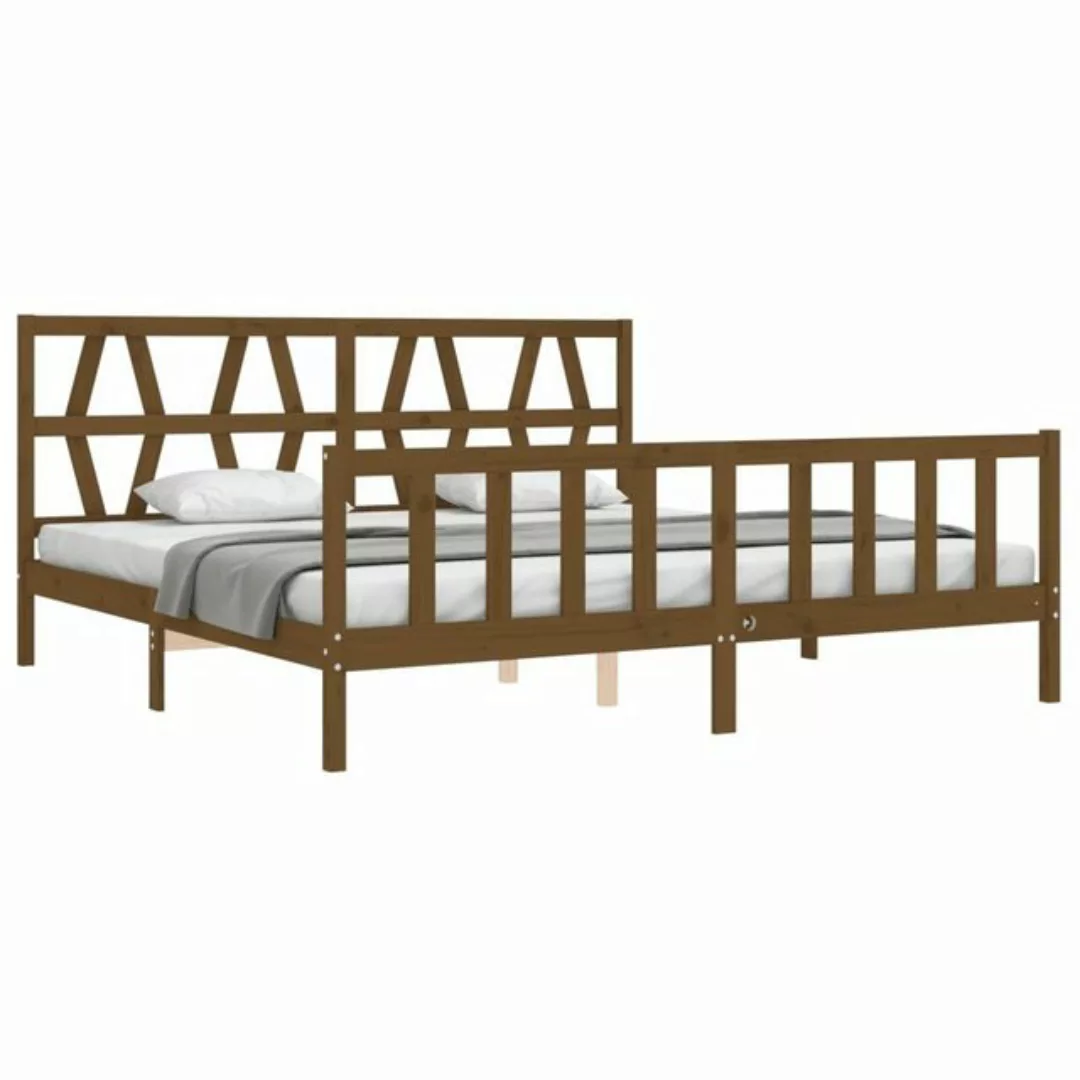 vidaXL Bett Massivholzbett mit Kopfteil Honigbraun 200x200 cm günstig online kaufen