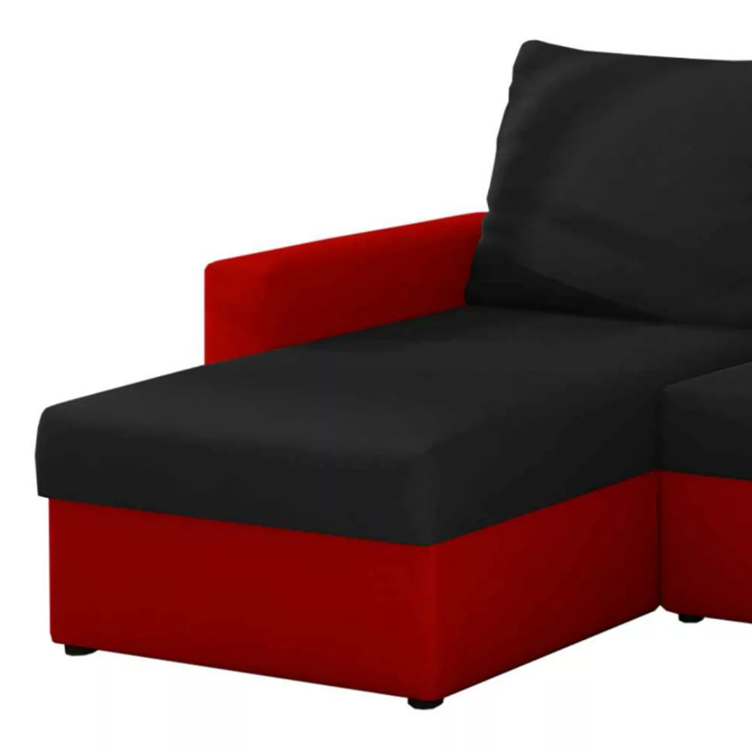 Bettsofa Ecksofa in Schwarz und Rot günstig online kaufen