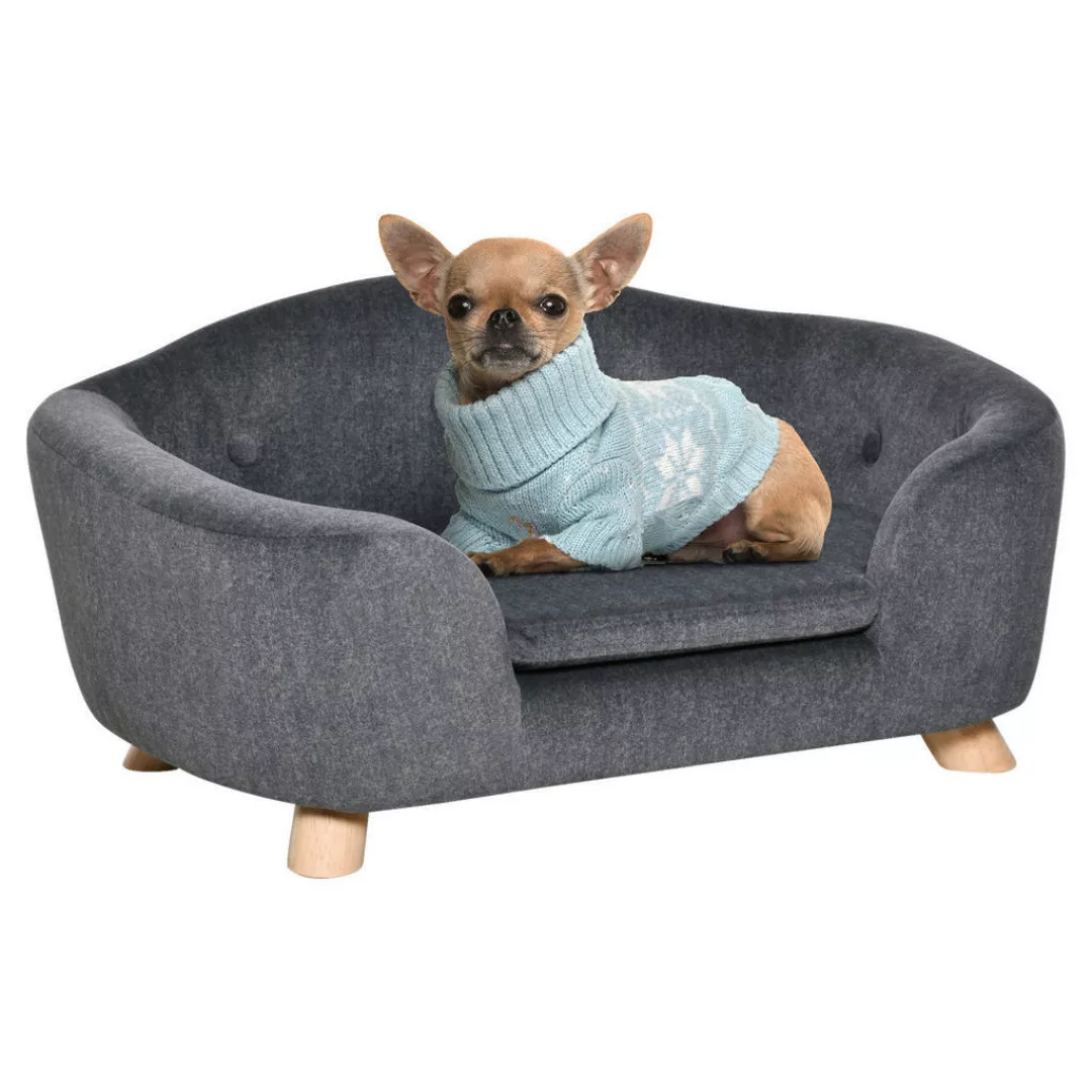 PawHut Hundebett grau Kiefer B/H/L: ca. 47x30x70 cm günstig online kaufen