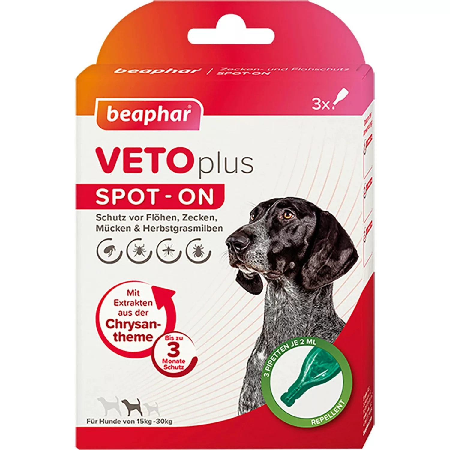 Beaphar Zecken- und Flohschutz VetoPlus Spot-On für Hunde 15 - 30 kg (3 x 2 günstig online kaufen