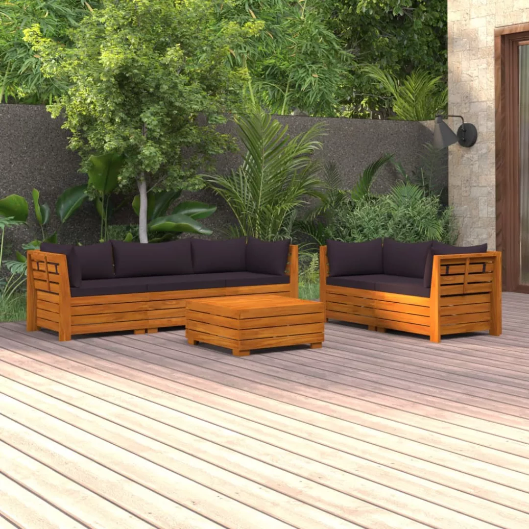 6-tlg. Garten-lounge-set Mit Kissen Massivholz Akazie günstig online kaufen