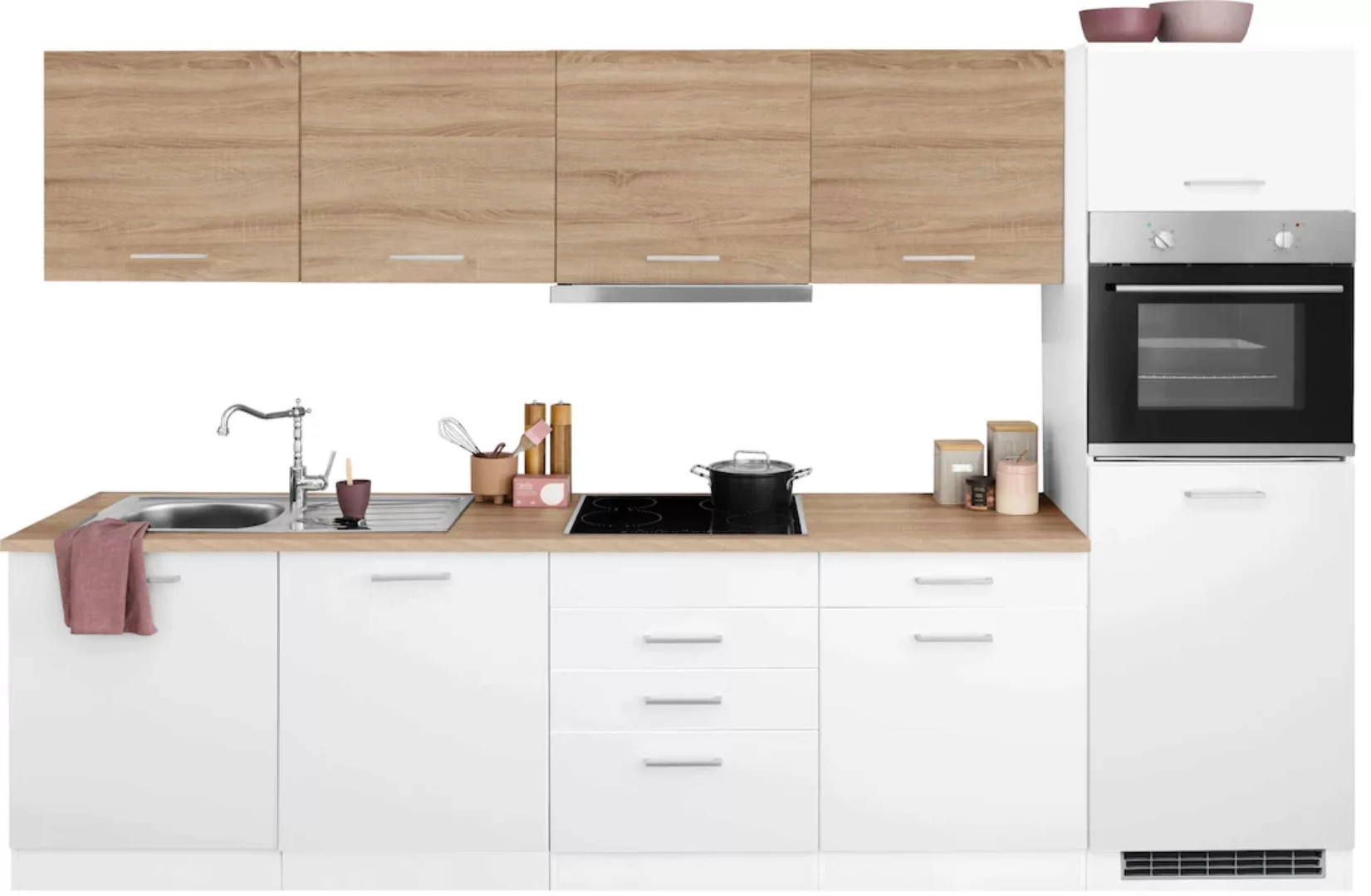 HELD MÖBEL Küchenzeile "Visby", mit E-Geräten, Breite 300 cm inkl. Kühlschr günstig online kaufen