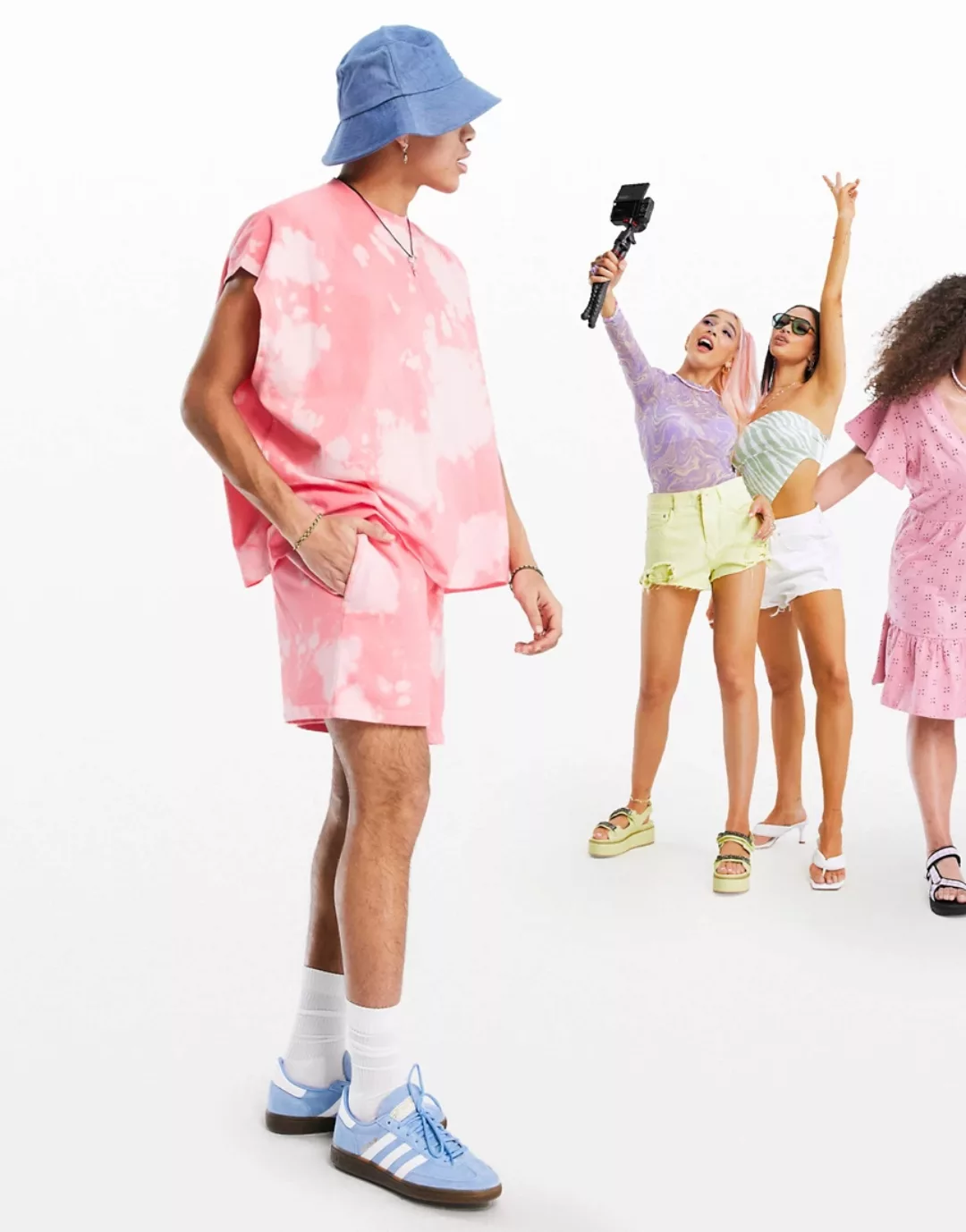 ASOS DESIGN – Oversize-Shorts aus Jersey in rosa Acid-Waschung, Kombiteil-O günstig online kaufen