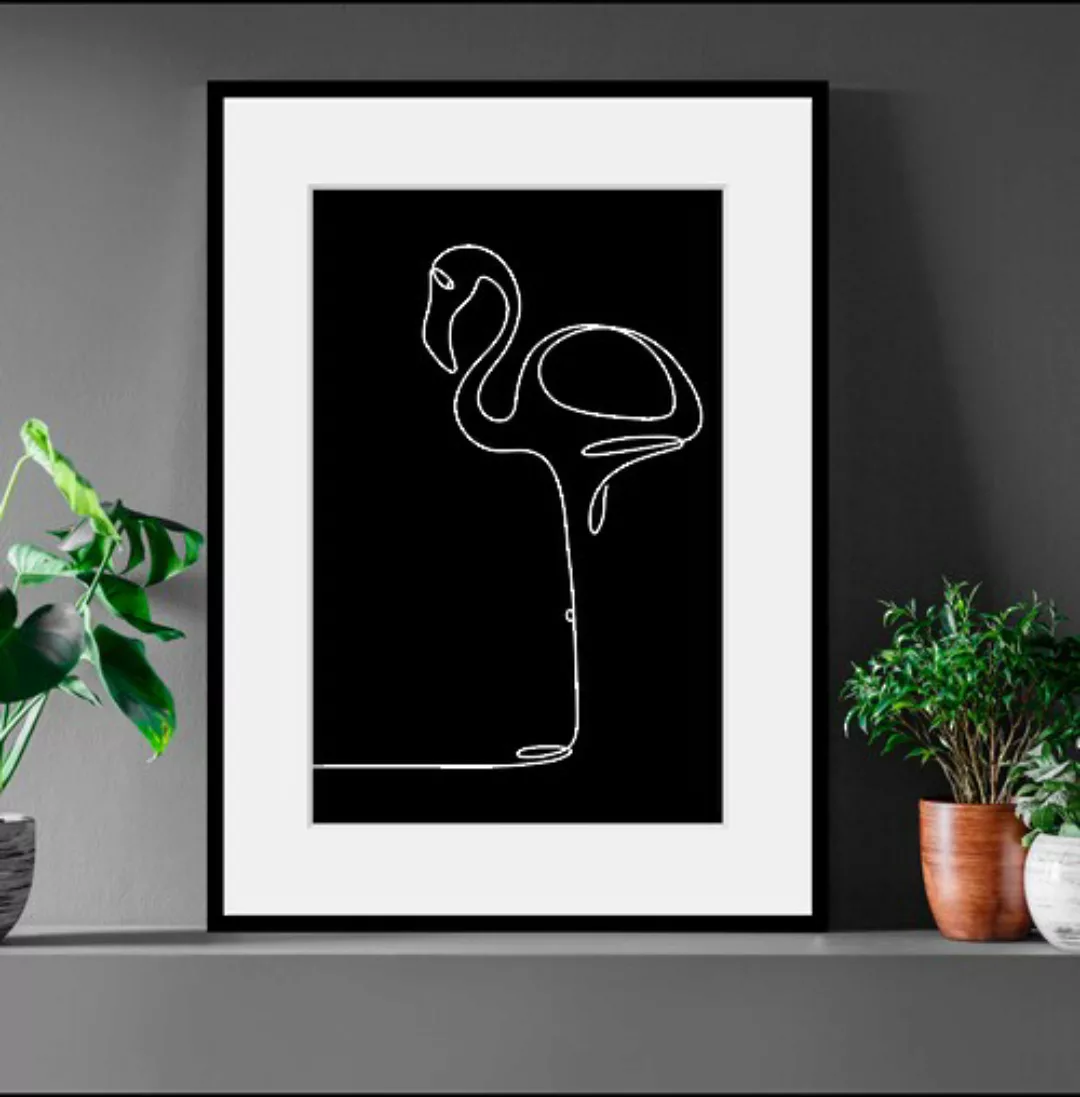 queence Bild »Stine«, Flamingos-Kunst-Schwarz-Weiß, (1 St.), HD Premium Pos günstig online kaufen
