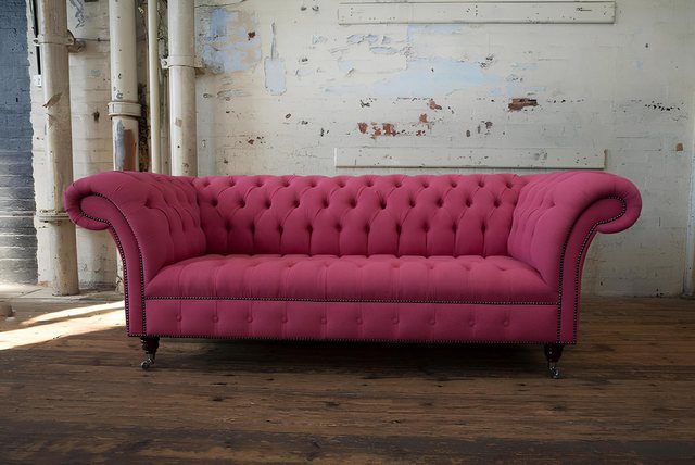 Xlmoebel Sofa Großes Designer-Sofa in Pink, 3-Sitzer, mit Polsterung aus Le günstig online kaufen