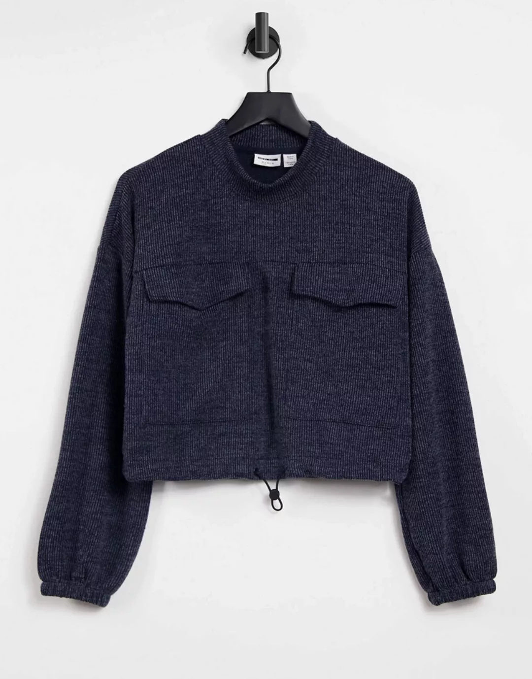 Noisy May – Sweatshirt mit Taschen und Kordelzug an der Taille in Marinebla günstig online kaufen
