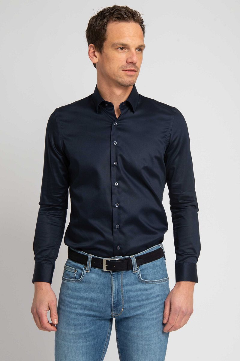 Suitable Satin Hemd Navyblau - Größe 40 günstig online kaufen