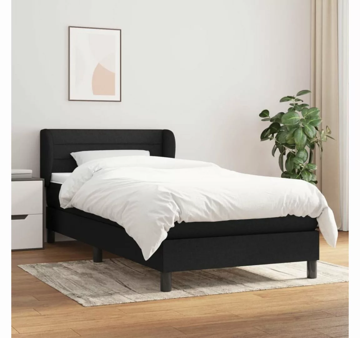 furnicato Bett Boxspringbett mit Matratze Schwarz 90x200 cm Stoff günstig online kaufen