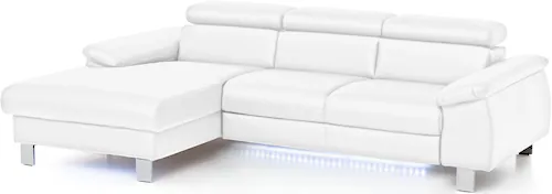 COTTA Ecksofa Komaris, Ecksofa, wahlweise mit RGB-LED-Beleuchtung und Bettf günstig online kaufen