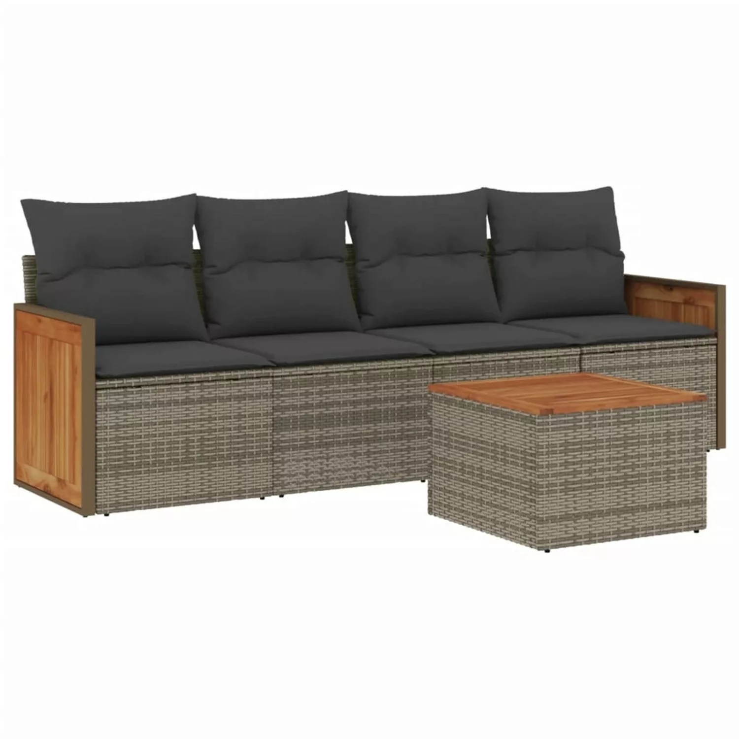 vidaXL 5-tlg Garten-Sofagarnitur mit Kissen Grau Poly Rattan Modell 44 günstig online kaufen