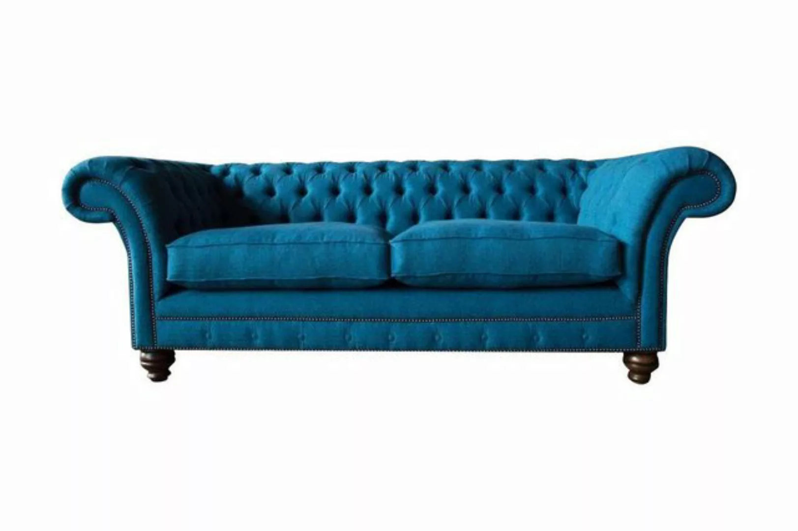 Xlmoebel Sofa Chesterfield 3-Sitzer Couch Polsterung Stoff Wohnbereich Blau günstig online kaufen