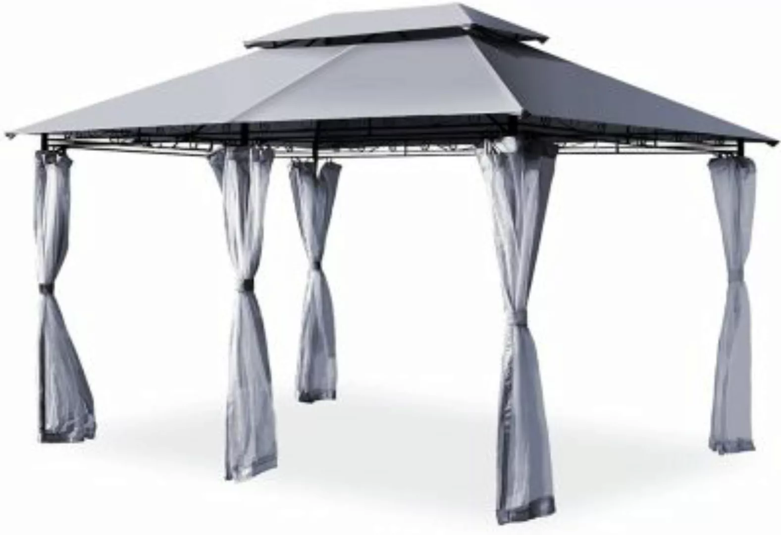 COSTWAY® Pavillon Metall mit Seitenwänden grau günstig online kaufen