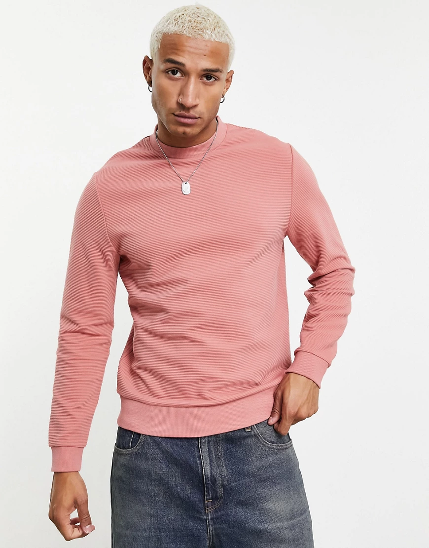 ASOS DESIGN – Geripptes Sweatshirt in Rosa, Kombiteil günstig online kaufen
