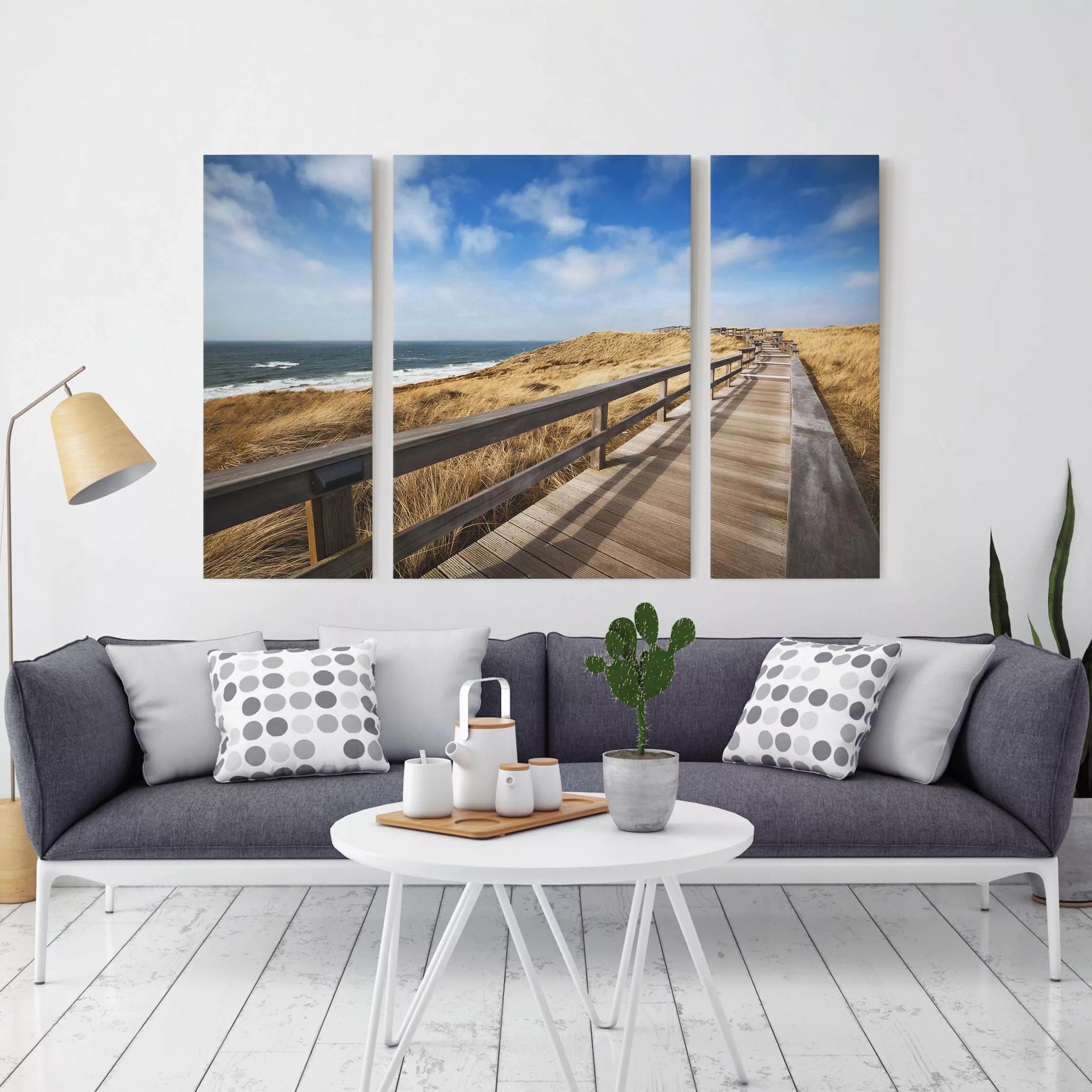 3-teiliges Leinwandbild Strand - Querformat Nordseespaziergang günstig online kaufen