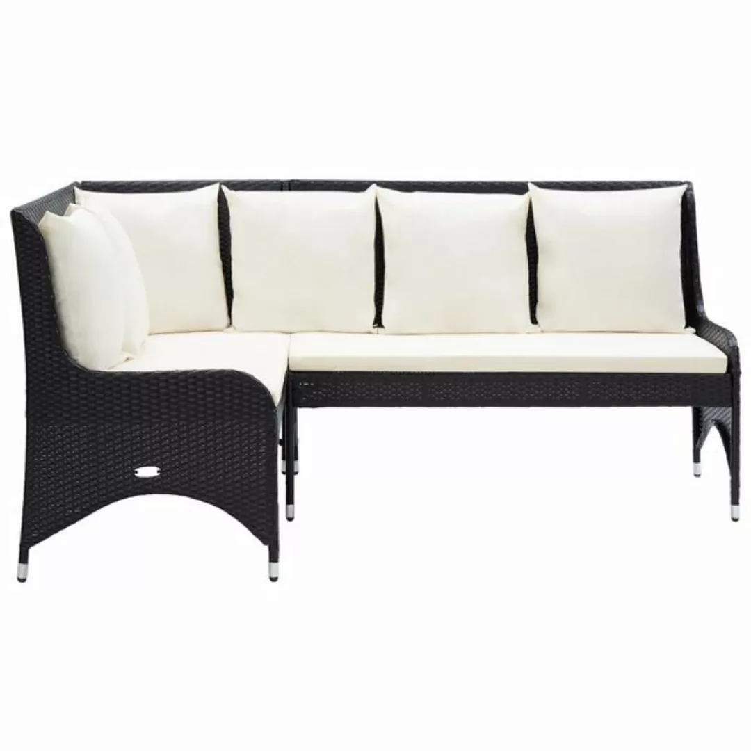 Garten-ecksofa 2-tlg. Poly Rattan Schwarz günstig online kaufen