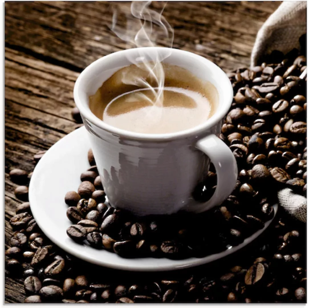 Artland Glasbild »Heißer Kaffee - dampfender Kaffee«, Getränke, (1 St.) günstig online kaufen
