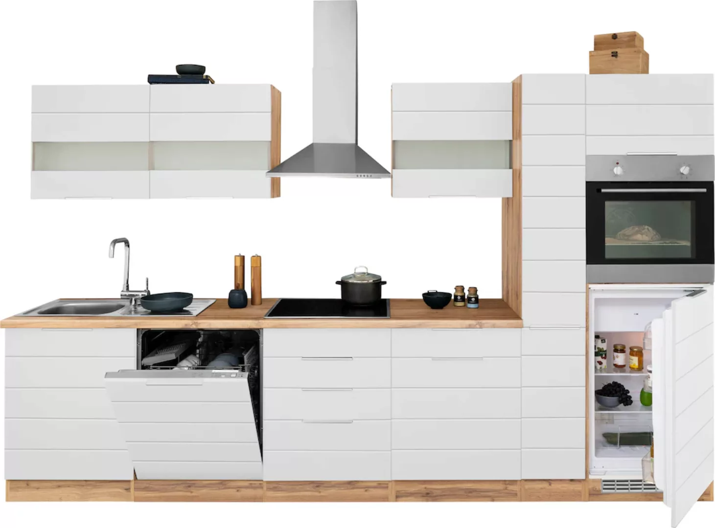 Kochstation Küche "KS-Luhe", 330 cm breit, wahlweise mit oder ohne E-Geräte günstig online kaufen