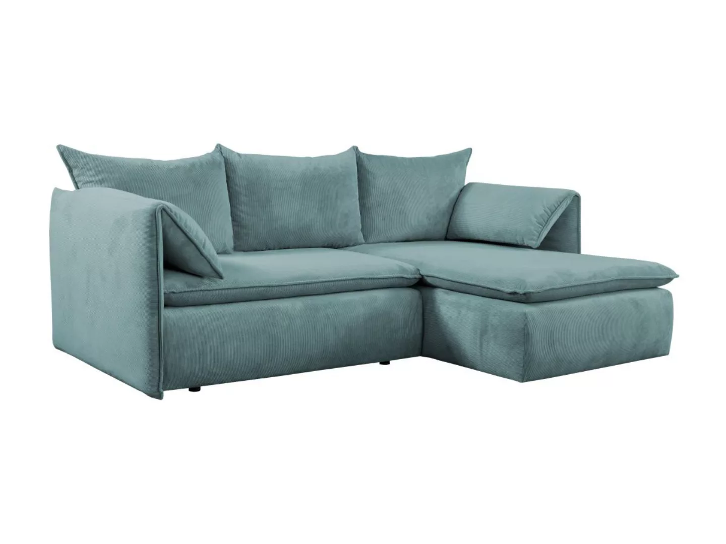 Ecksofa mit Schlaffunktion - Ecke Rechts - Cord - Blau - TEODORA von PASCAL günstig online kaufen