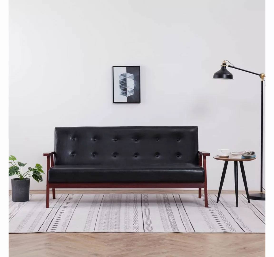 vidaXL Sofa 3-Sitzer-Sofa Schwarz Kunstleder Couch günstig online kaufen