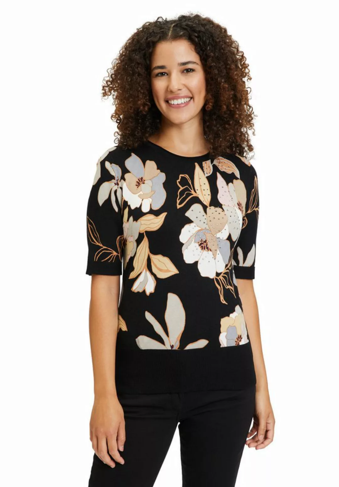 Betty Barclay Kurzarmshirt Betty Barclay Feinstrickpullover mit Blumenprint günstig online kaufen