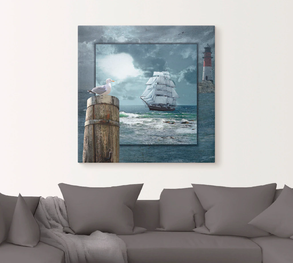 Artland Wandbild "Maritime Collage mit Segelschiff", Boote & Schiffe, (1 St günstig online kaufen