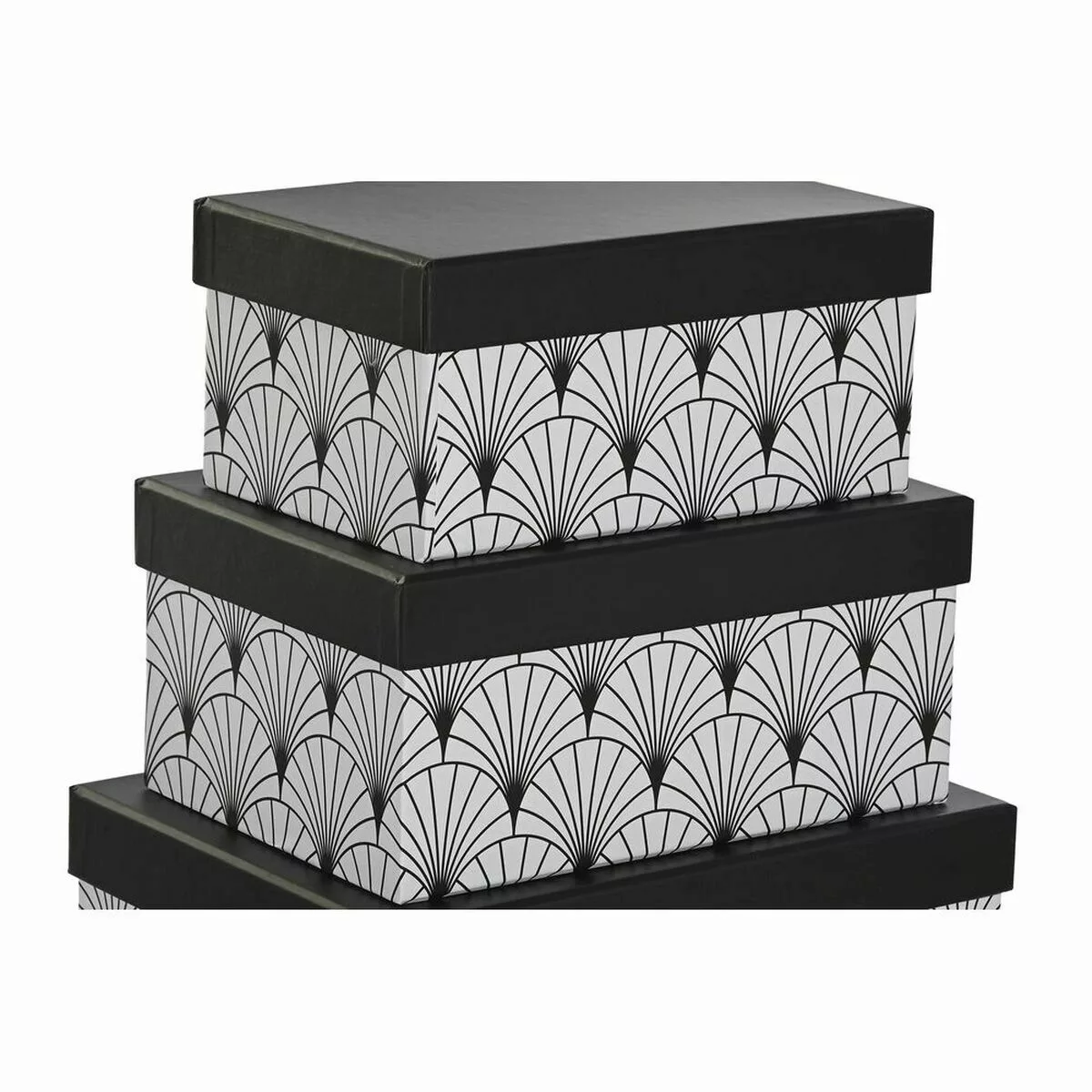 Satz Stapelbarer Organizerboxen Dkd Home Decor Schwarz Weiß Pappe günstig online kaufen