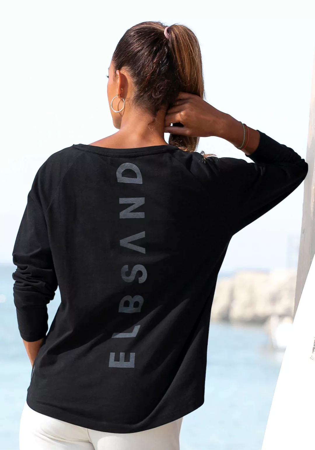 Elbsand Longsleeve Tinna mit Logodruck hinten, Langarmshirt aus Baumwoll-Mi günstig online kaufen