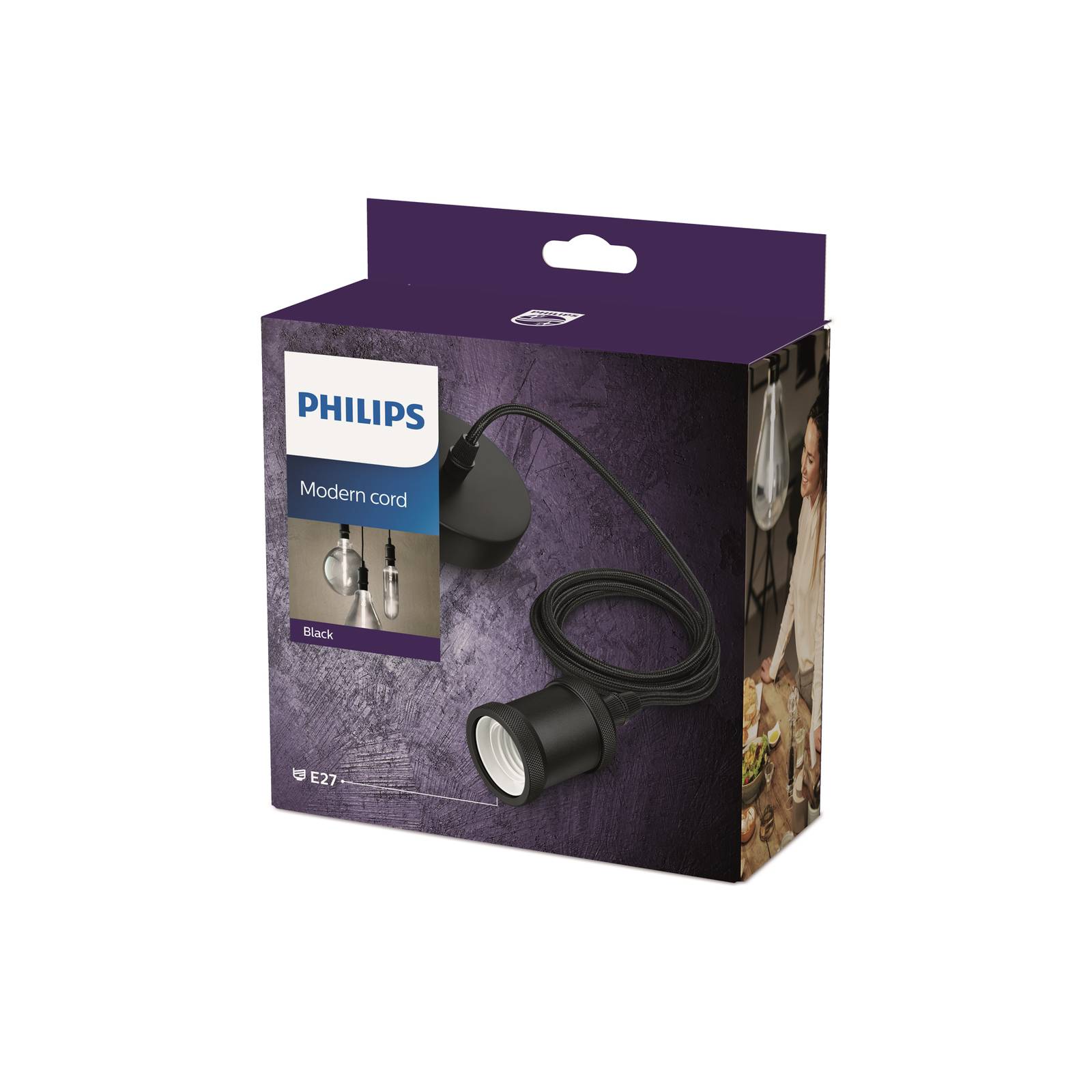 Philips Hängeleuchte Vintage, E27-Fassung schwarz günstig online kaufen