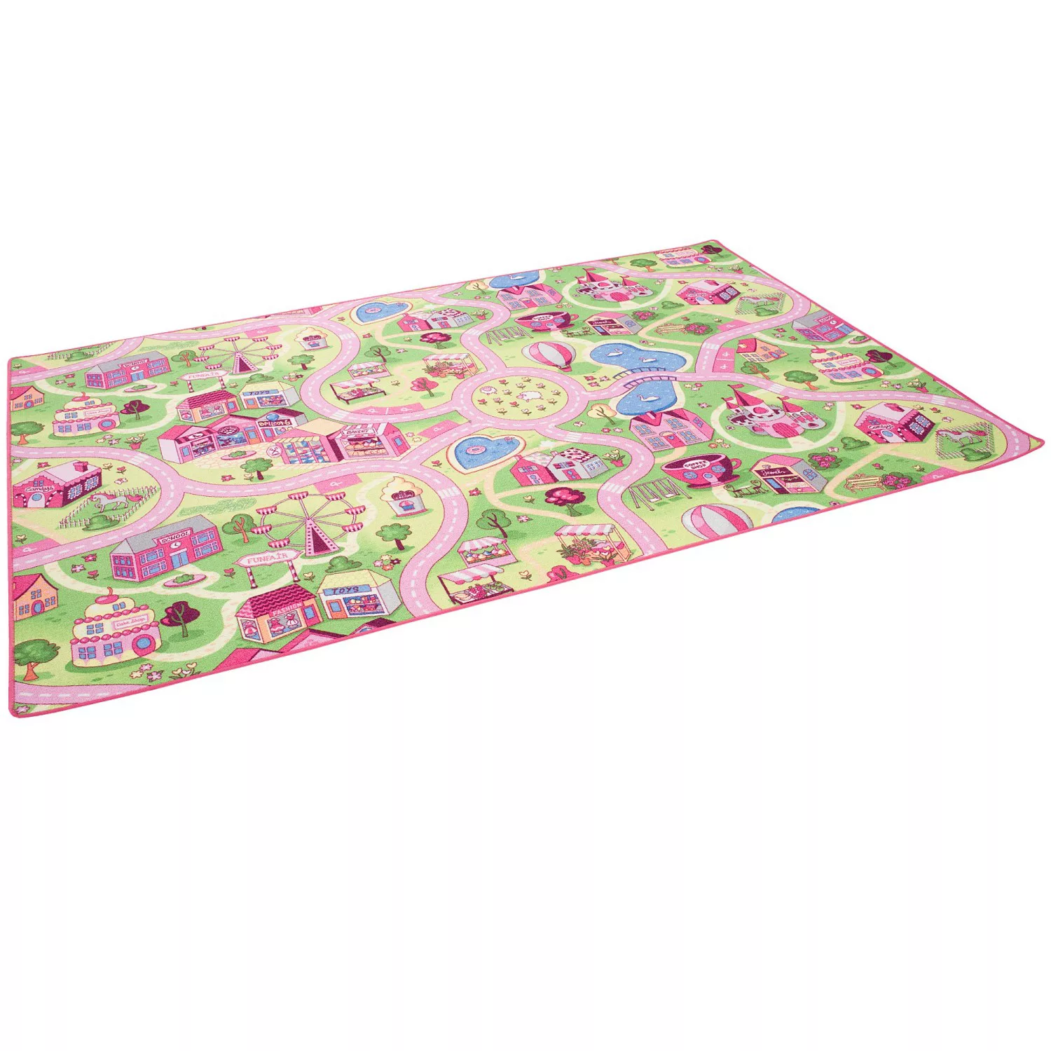 Snapstyle Kinder Spiel Teppich Girls Village Rosa 100x200cm günstig online kaufen